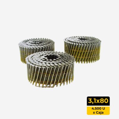 Clavos en Bobina 3,1" Roscado (Caja 4.500 unid)<span> - </span>80mm
